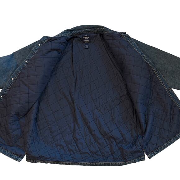 Oshkosh Denim Shirt Jacket Mens Large Blue Quilt Lined Shacket Outdoor Workwear - Picture 4 of 9